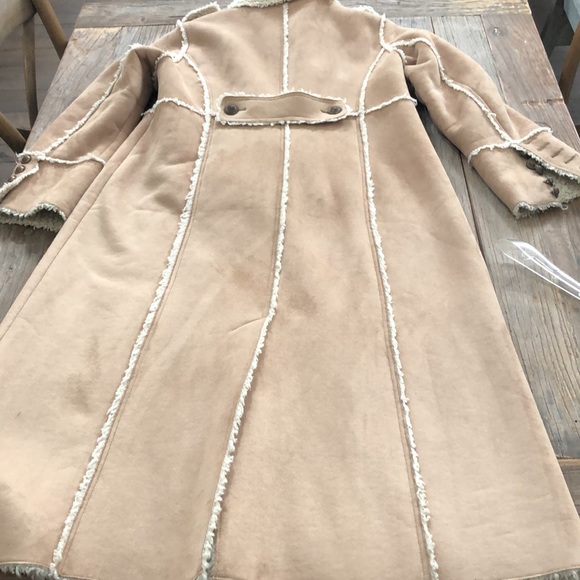 Faux shearling great coat XL from Tasha Polizzi. Light tan with cream interior - Picture 9 of 14